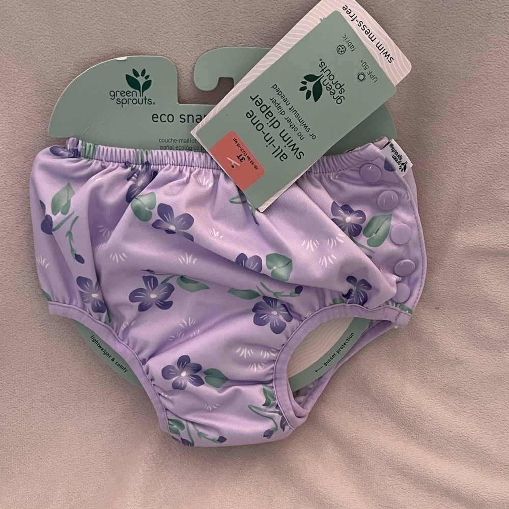 NWT Green Sprouts Purple Floral Diaper Cover